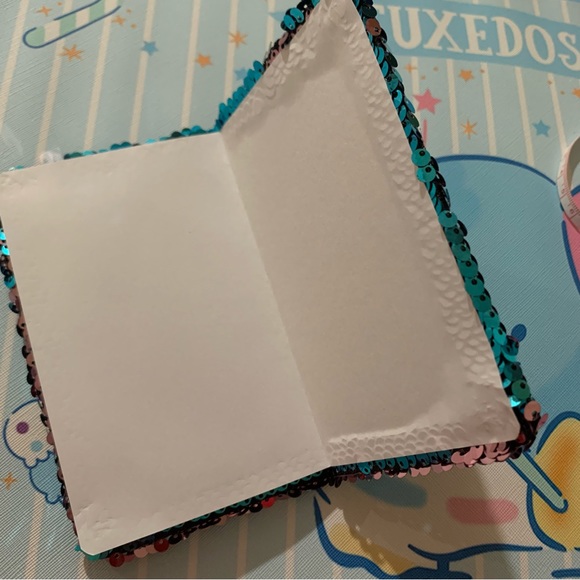 Turquoise Mermaid Reversible Flip Sequin Mini Notebook Journal - Picture 13 of 16